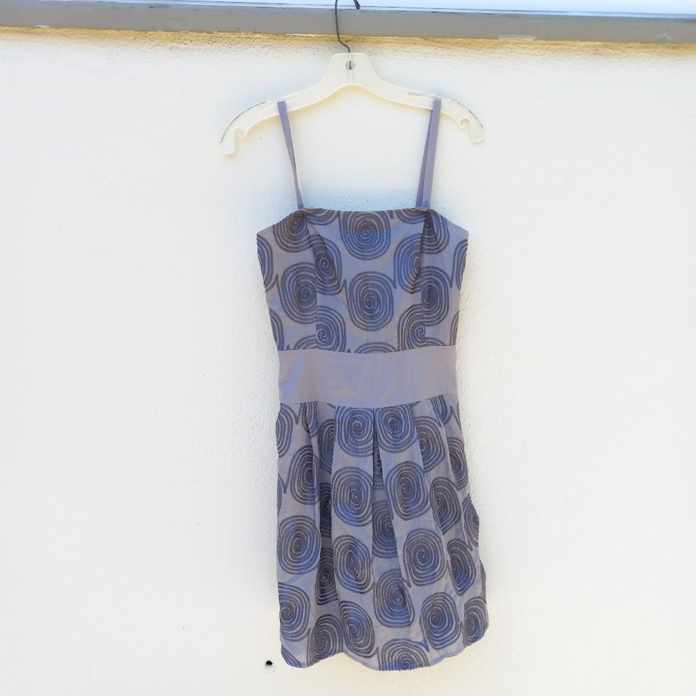 Vintage Tocca Grey Embroidered Strapless/Detachable Strap Dress